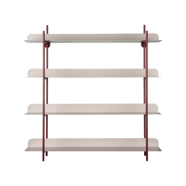 Vínovočervená/sivá poschodová kovová polica 60 cm Reina Cuatro – PT LIVING-image-2