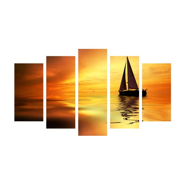 5-dielny obraz Boat in Sunset, 60x100 cm