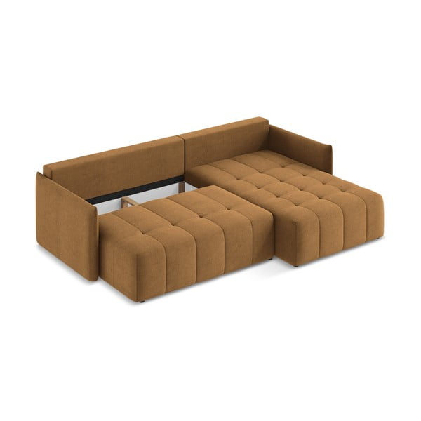 Terakotová rozkladacia/s úložným priestorom rohová pohovka (pravý roh/s leňoškou) Moku – Makamii-image-3