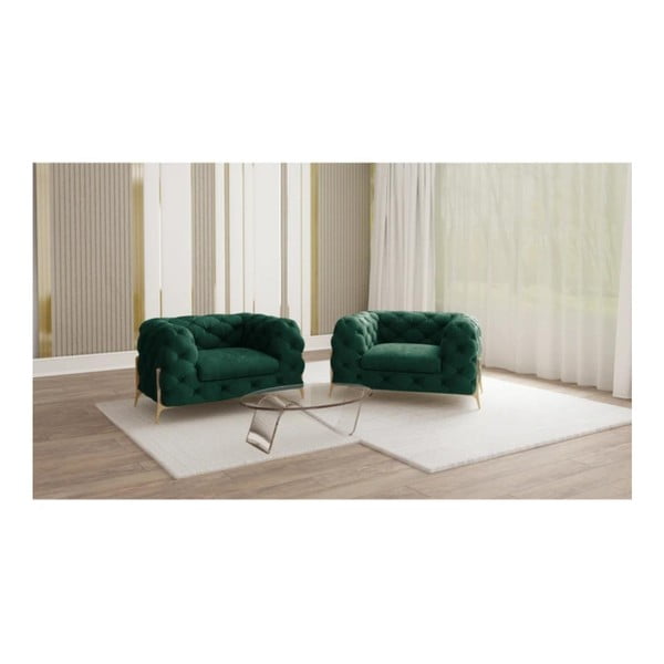 Tmavozelené zamatové kreslo Chelsea Bis – Ropez-image-1