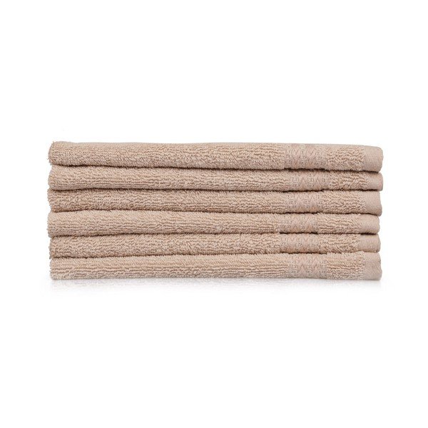 Sada 6 béžových uterákov do kúpeľni, 50 x 30 cm-image-1
