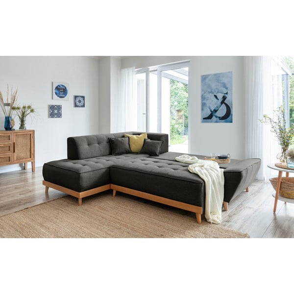 Tmavosivá rozkladacia rohová pohovka Miuform Dazzling Daisy L, ľavý roh-image-4