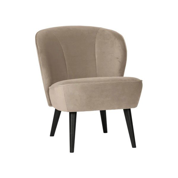 Béžové zamatové kreslo Sara – WOOOD