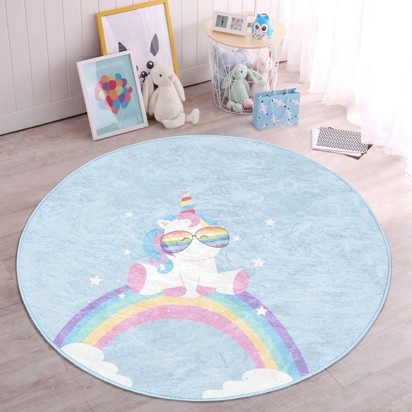 Svetlomodrý detský koberec ø 80 cm Comfort – Mila Home-image-2