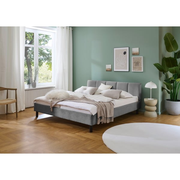 Sivá čalúnená dvojlôžková posteľ bez roštu 180x200 cm Joker – Meise Möbel-image-1