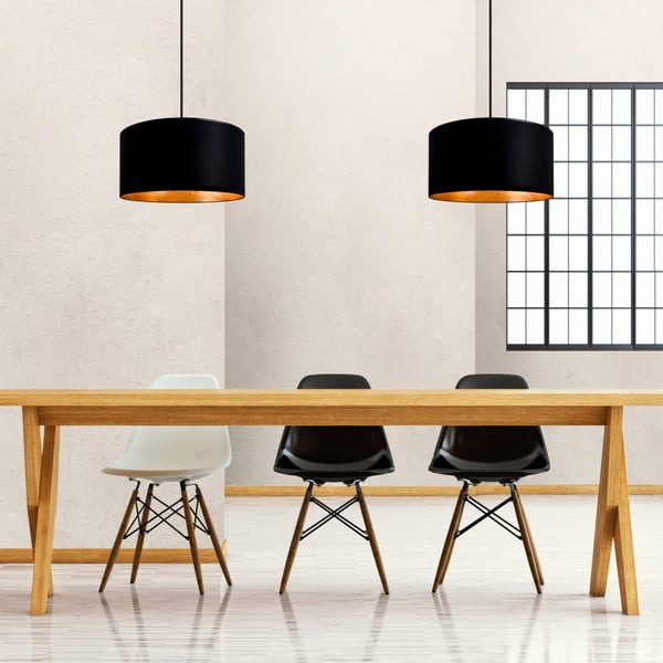 Čierne závesné dvojramenné svietidlo s vnútrom v zlatej farbe Sotto Luce Mika, ⌀ 36 cm-image-1