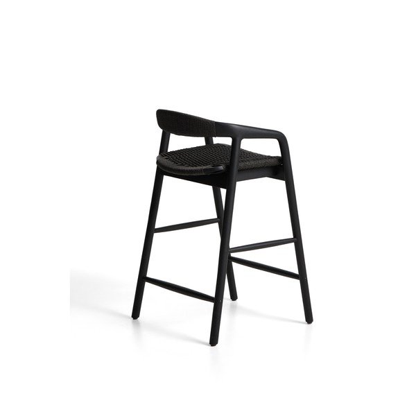 Čierna barová stolička s podrúčkami z dubového dreva (výška sedadla 65 cm) Derile – Kave Home-image-3