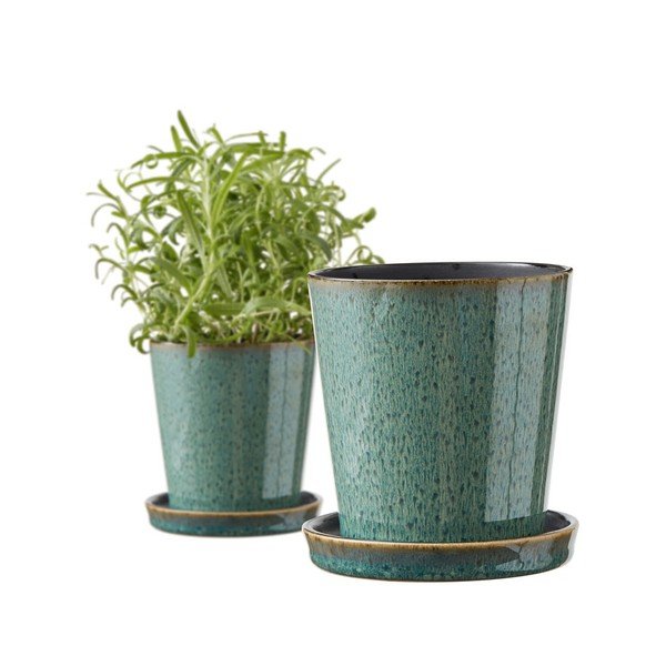 Kameninový obal na kvetináč ø 10 cm Gastro Green/Black – Bitz-image-3