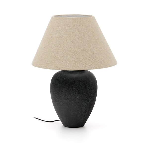 Čierno-béžová stolová lampa s textilným tienidlom (výška 60 cm) Mercadal – Kave Home
