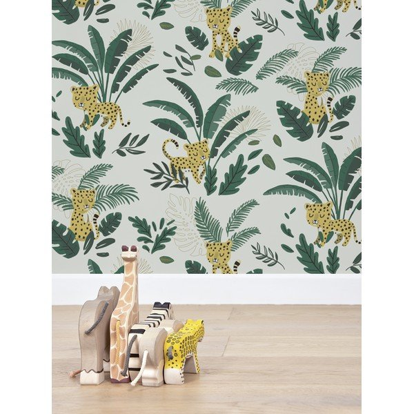 Detská tapeta 10 m x 50 cm Cheetah & Tropical Leaves – Lilipinso-image-1
