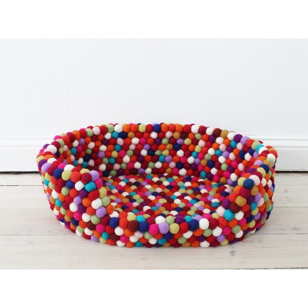 Tmavočervený guľôčkový vlnený pelech pre domáce zvieratá Wooldot Ball Pet Basket, 40 x 30 cm