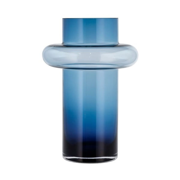 Tmavomodrá sklenená váza Lyngby Glas Tube, výška 30 cm