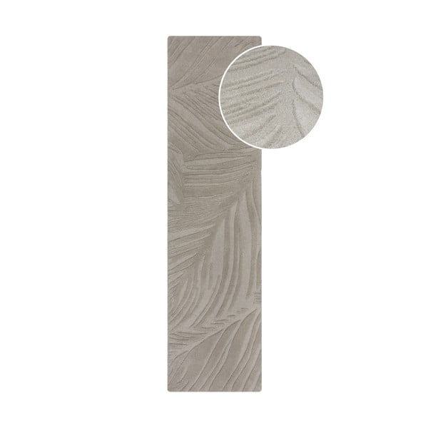 Svetlosivý vlnený koberec behúň 60x230 cm Lino Leaf – Flair Rugs