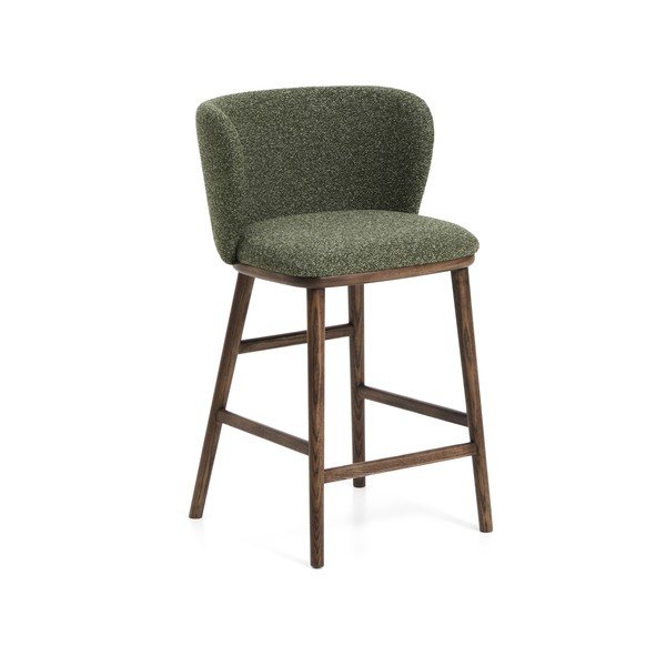 Tmavozelená čalúnená barová stolička (výška sedadla 65 cm) Ciselia – Kave Home