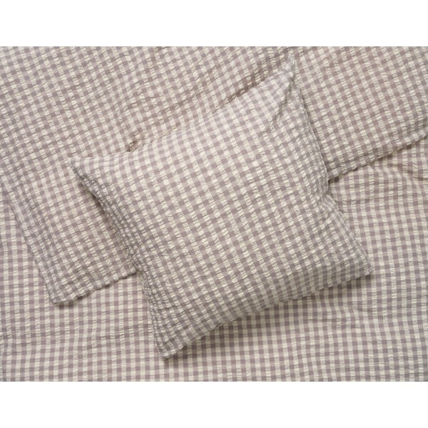 Sivo-béžové predĺžené krepové obliečky na dvojlôžko 200x220 cm Bæk&Bølge – JUNA-image-1