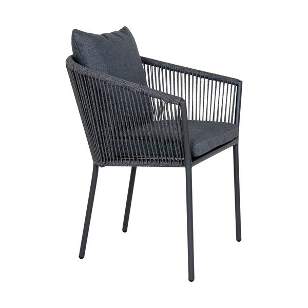 Tmavosivá kovová/polstrovaná záhradná stolička Salerno – House Nordic-image-3