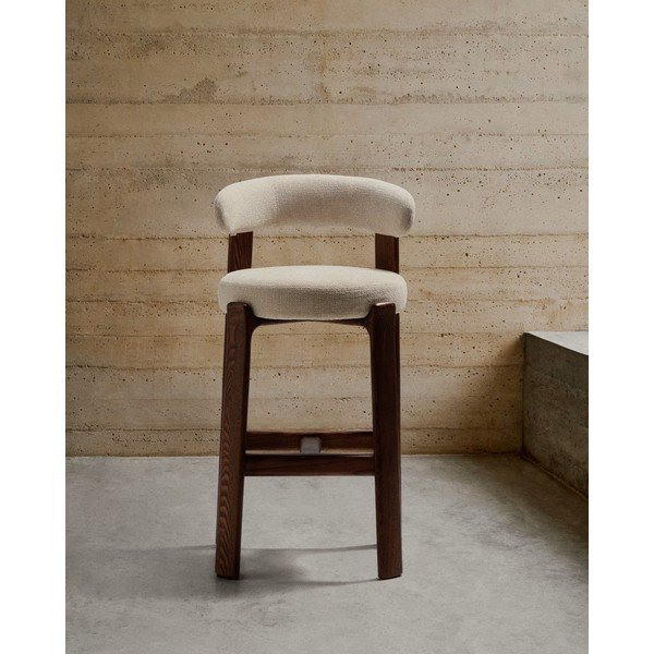 Béžová/v tmavo prírodnej farbe barová stolička z jaseňového dreva (výška sedadla 75 cm) Granite – Kave Home-image-2