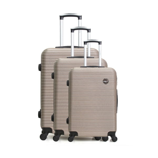 Sada 3 béžových cestovných kufrov na kolieskach Bluestar Vanity