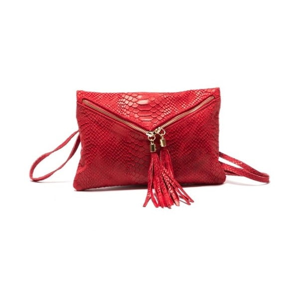 Červená kožená kabelka Lara