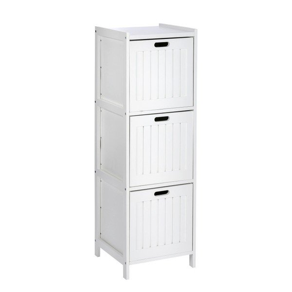 Biela drevená skrinka do kúpeľne s 3 zásuvkami Wenko Oslo-image-1