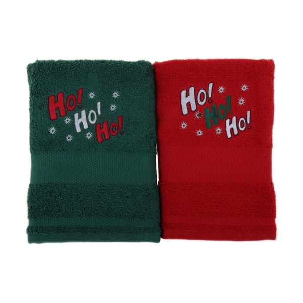 Sada 2 uterákov Ho Ho Red & Green, 50 x 100 cm