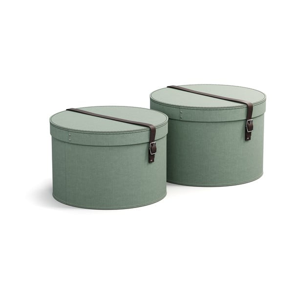 Zelenomodré kartónové úložné boxy v súprave 2 ks s vekom ø 37,5x25,5 cm Rut Canvas Paper Laminate – Bigso-image-2