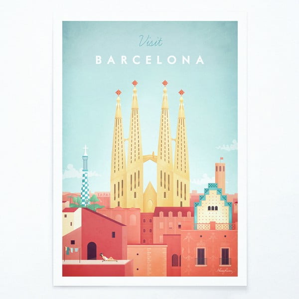 Plagát Travelposter Barcelona, 50 x 70 cm