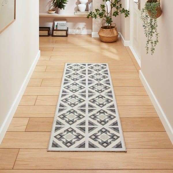 Sivý prateľný behúň 61x170 cm Victoria Beige – Think Rugs-image-1