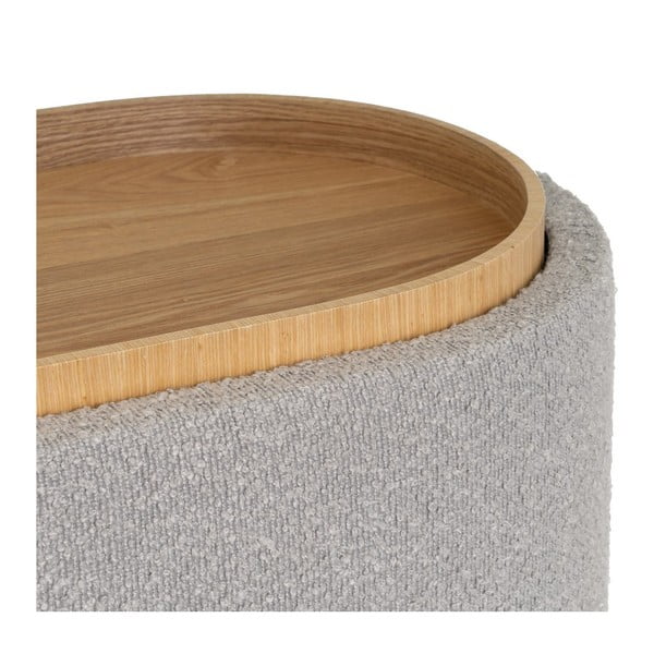 Svetlosivý taburet z textílie buklé – Casa Selección-image-3