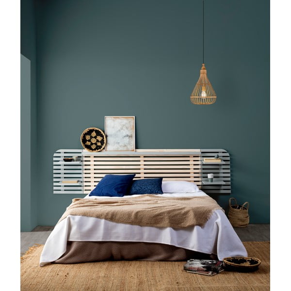 Svetlosivé/prírodné čelo postele z borovicového dreva 240x62 cm Dimas – Marckeric-image-1