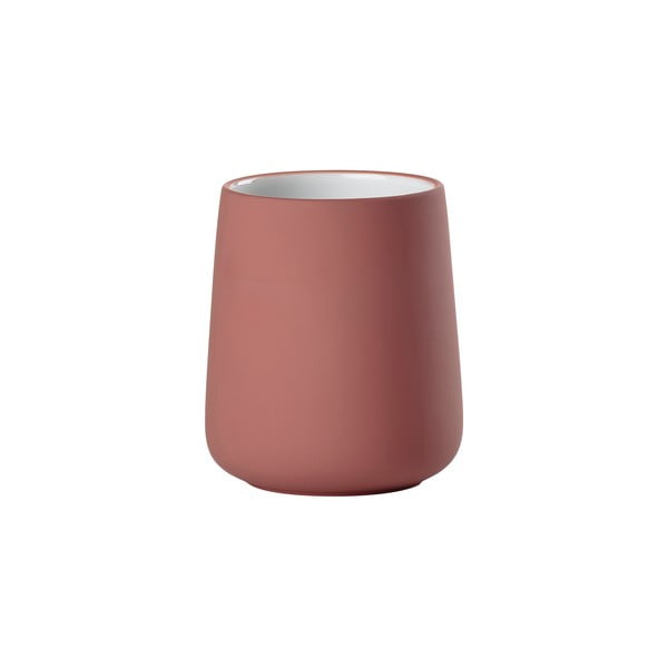 Svetločervený kameninový téglik na zubné kefky Nova – Zone