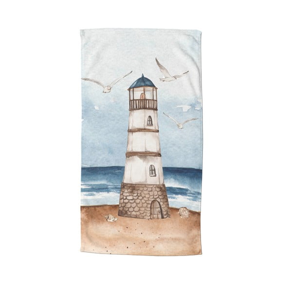 Modrá/hnedá zamatová plážová osuška 100x180 cm Berlin – Good Morning