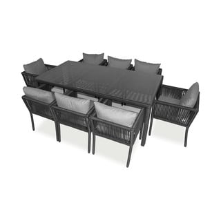Tmavosivý záhradný jedálenský set z umelého ratanu pre 8 Vera 200 - Floriane Garden