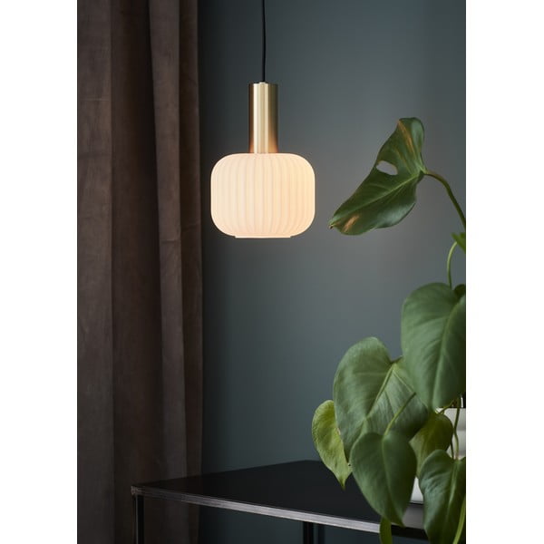 Čierne/v zlatej farbe závesné svietidlo so skleneným tienidlom Sober – Markslöjd-image-1