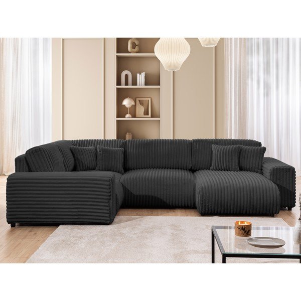 Tmavosivá menčestrová rohová pohovka (ľavý roh/do tvaru "U") Justin – Ropez-image-1