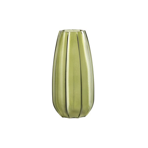 Zelená sklenená váza WOOOD Kali, výška 28 cm