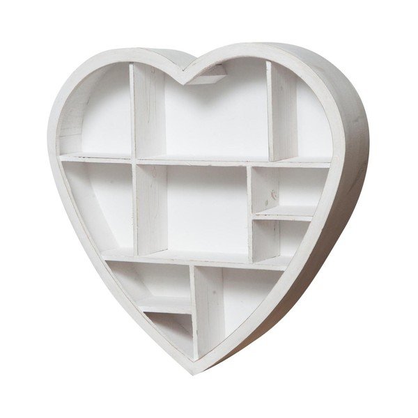 Drevená nástenná biela knižnica Biscottini Heart, 61 x 60 cm-image-1