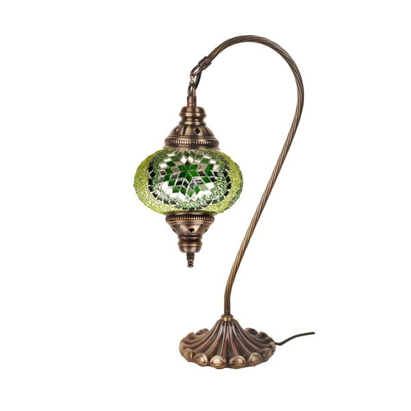 Sklenená ručne vyrobená lampa Fishing Emerald, ⌀ 17 cm