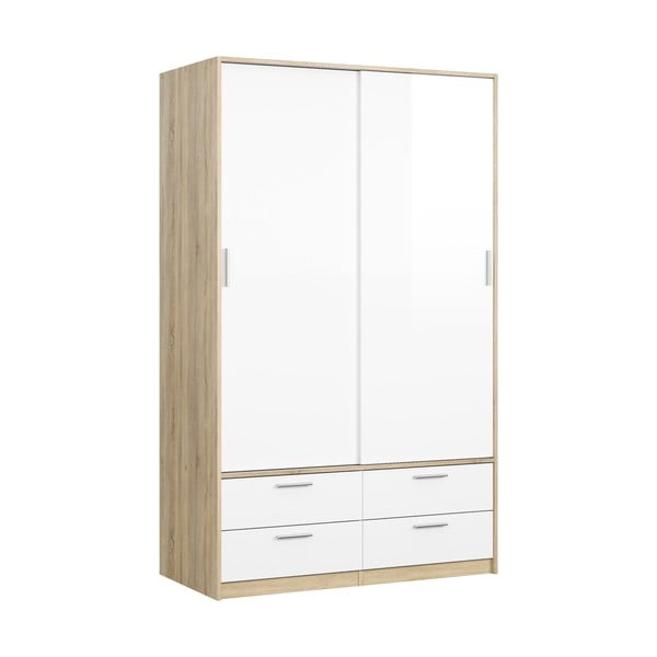 Šatníková skriňa v dekore duba s posuvnými dverami v bielo-prírodnej farbe 121x200 cm Line – Tvilum-image-2