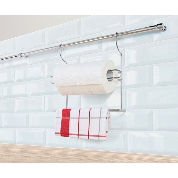 Závesný držiak na kuchynské utierky z pochrómovanej ocele v striebornej farbe Lonardo – Metaltex-image-2