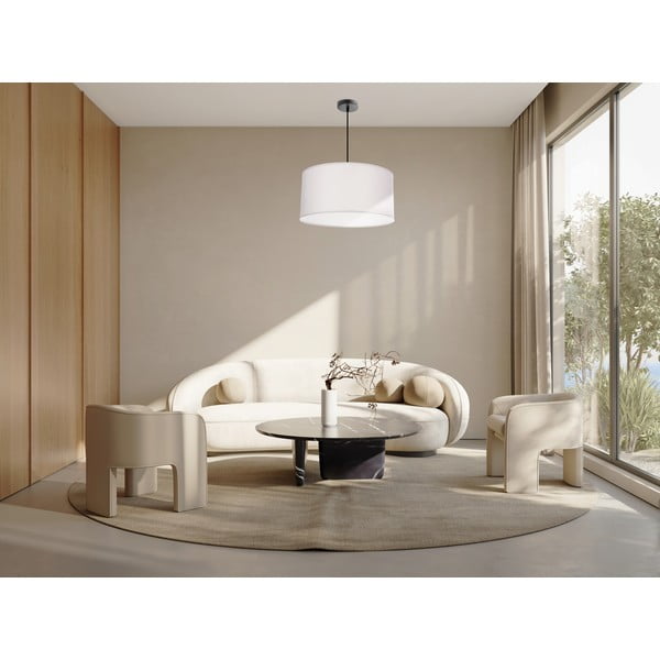 Biele závesné svietidlo s textilným tienidlom ø 40 cm Shanti – Candellux Lighting-image-3