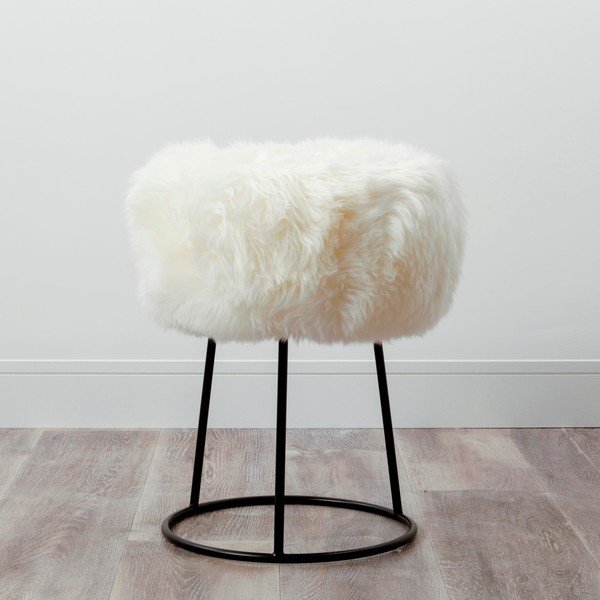 Stolička s bielym sedadlom z ovčej kožušiny Native Natural, ⌀ 36 cm-image-1