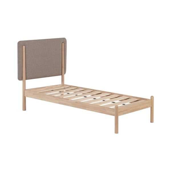 Posteľ z kaučukového dreva s roštom v sivo-prírodnej farbe 90x190 cm Shayndel - Kave Home-image-2