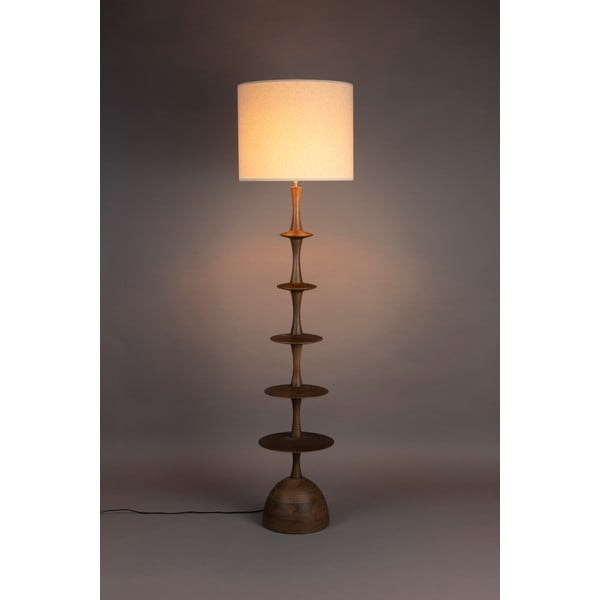 Krémová/v tmavoprírodnej farbe stojacia lampa s textilným tienidlom (výška 179 cm) Cath – Dutchbone-image-1