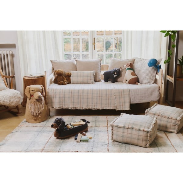 Krémový/šalviovozelený prateľný/ručne tkaný bavlnený koberec 90x120 cm Tartan Blue Sage – Lorena Canals-image-2