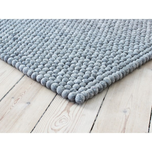 Oceľovosivý guľôčkový vlnený koberec Wooldot Ball rugs, 120 x 180 cm