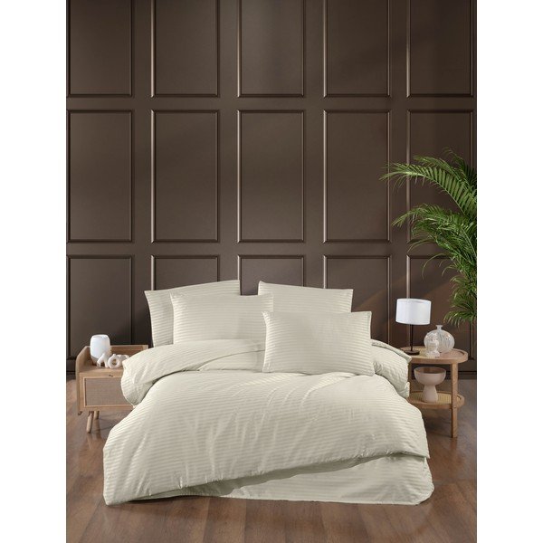 Krémové damaškové obliečky na dvojlôžko/predĺžené s plachtou/4-dielne 200x220 cm – Mila Home