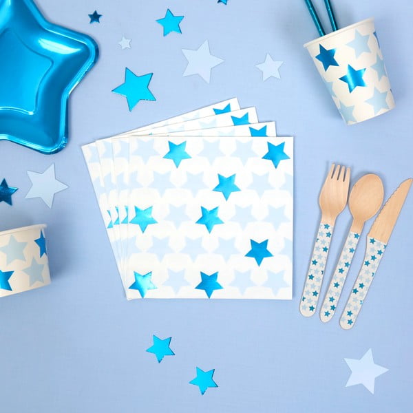 Sada 16 papierových obrúskov Neviti Little Star Blue