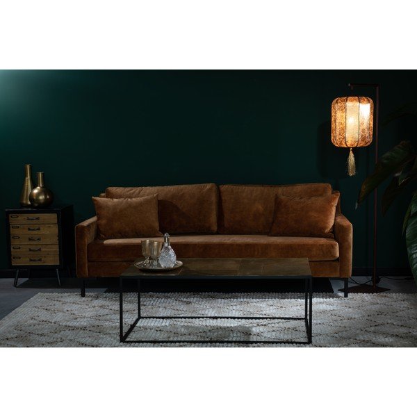 Karamelovohnedá zamatová pohovka Dutchbone Houda-image-1