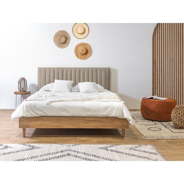 Béžová/prírodná dvojlôžková posteľ s roštom 180x200 cm Oceane – Bobochic Paris-image-2